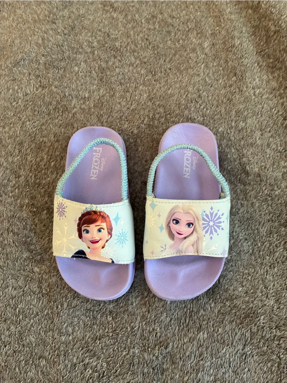 Disney Kids Lavender Slide Sandals with Elsa & Anna